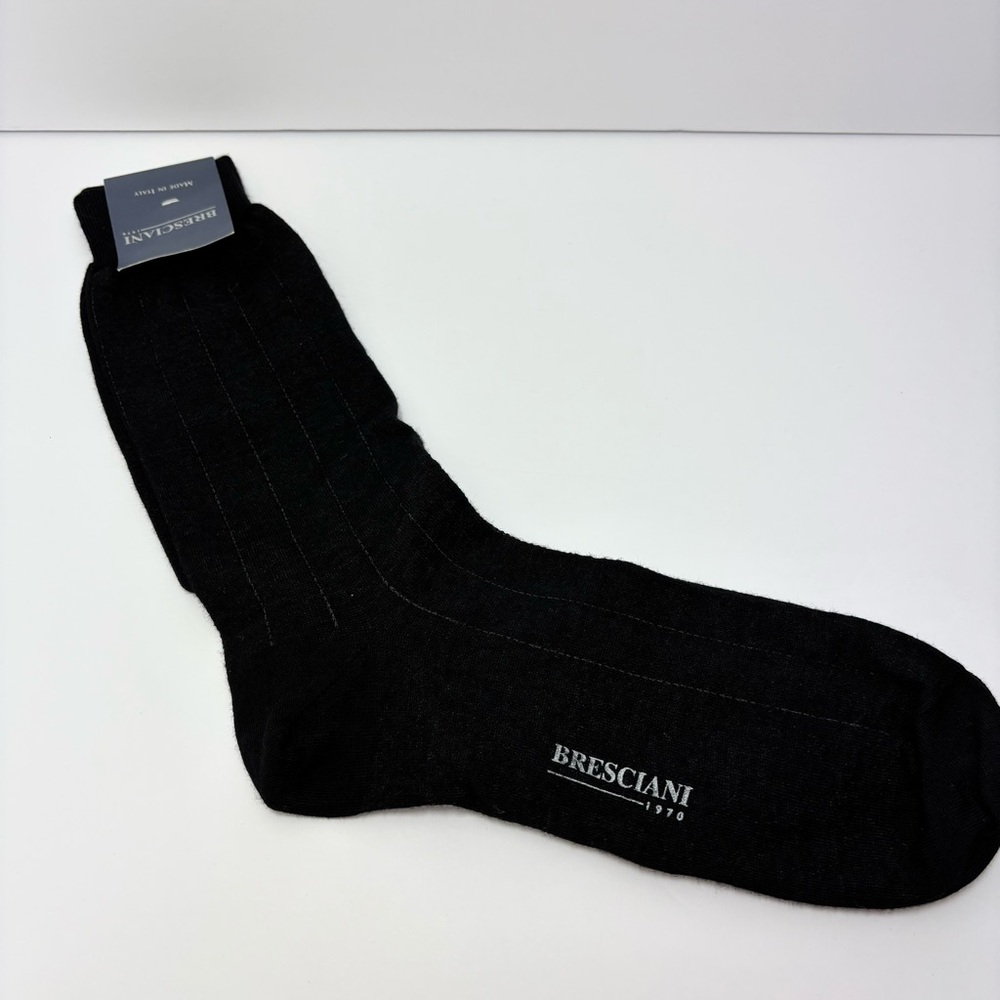BRESCIANI 1070 Black Dress Socks High-Quality Formal Wear‎ Casual One size